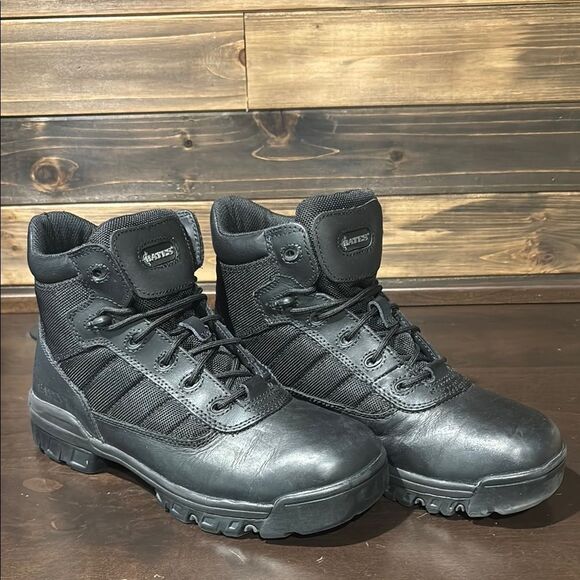 Bates Black Military Tactical Ankle Leather Work Boots Unisex M9 W10.5 - Picture 1 of 9